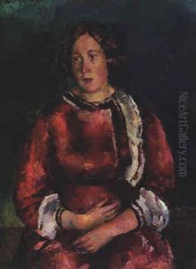 Junge Frau In Rot by Anton Faistauer