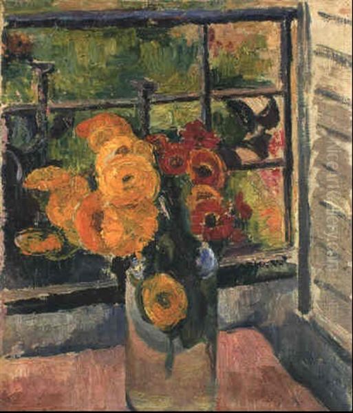 Sommerblumenstraus In Einer Glasvase - view 1