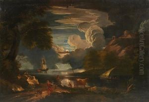 Nachtliche Kustenlandschaft by Andreas Faistenberger the Younger
