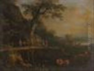 Country Landscape With Cows by Anton Faistenberger