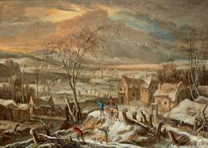 Winterlandschaft Mit Vielen Figuren Winterlandschaft Mit Vielen Figuren