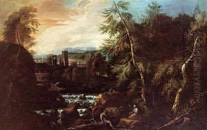 Italienische Ideallandschaft Mit Hirten by Anton Faistenberger