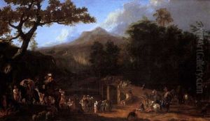 Paysage Boise Avec Une Caravanne Turque by Anton Faistenberger