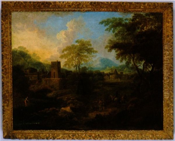 Gebirgige Landschaft Mit Figuren - view 1