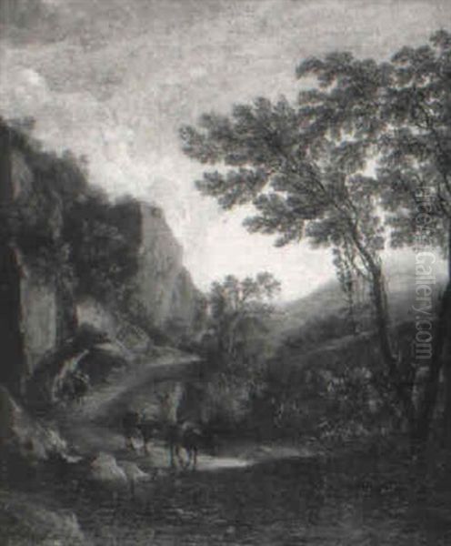 Italienische Fluslandschaft Mit Reitern - view 1