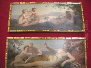 Cherubins Donnant La Serenade A Une Muse (pair) by Antoine Jean Etienne (Tony) Faivre