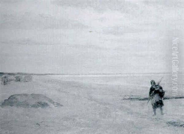 Woman On A Deserted Beach - view 1