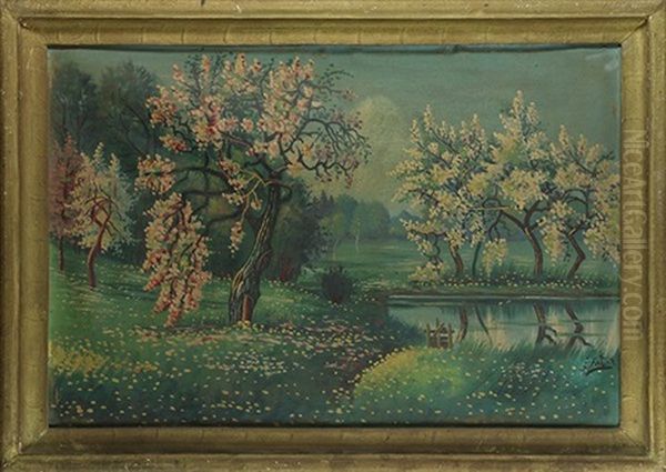 Cherry Blossoms By The Lake - view 1