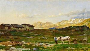 Bauer Mit Fuhrwerk In Der Weiten Ebene Von Malovija