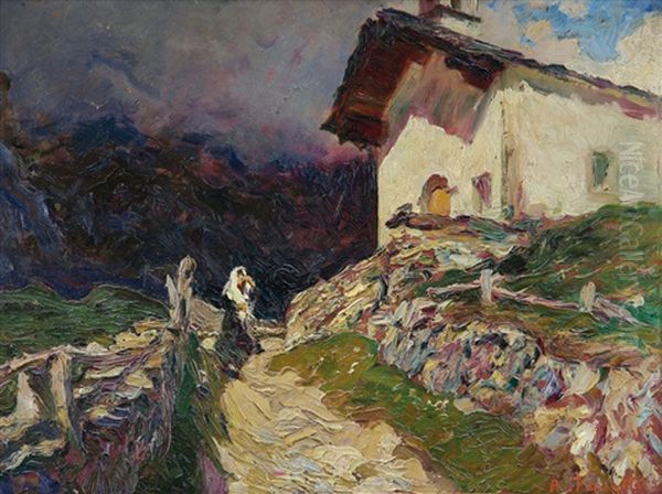 Paesaggio Con Figura E Chiesetta - view 1