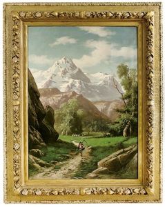 Paesaggio Montano Con Gregge E Pastori