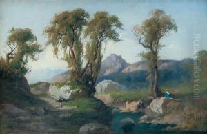 Paesaggio Con Figura by Giuseppe Falchetti