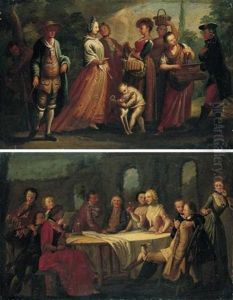Figures Selling Various Objects To Passers-by by Filippo Falciatore