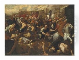 The Battle Between The Israelites And The Amalekites Overlooked By Moses, His Arms Held Aloft By Aaron And Hur
