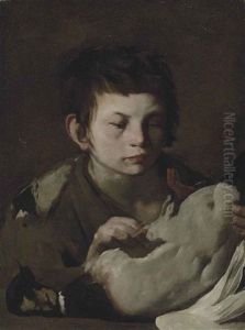 A Young Boy Plucking A Duck by Aniello Falcone