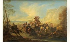 Scene De Bataille by Aniello Falcone