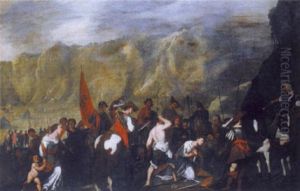Enthauptung Eines Jungen Bischofs Vor Dem Romischen Kaiser Inmitten Von Soldaten by Aniello Falcone