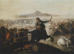 A Battle Scene Between Christians And Turks by Aniello Falcone