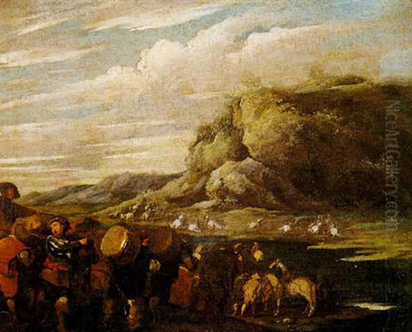 Scaramuccia Di Cavalieri In Un Paesaggio Montano - view 1
