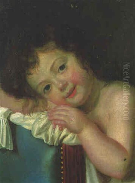 A Girl, Half-length, Leaning On The Back Of A Chair - view 1