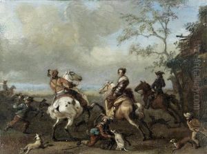 A Hawking Party by Carel van Falens or Valens