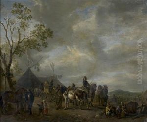 La Halte Des Cavaliers by Carel van Falens or Valens