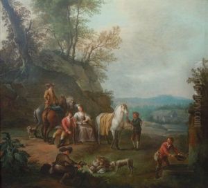 La Halte Pendant La Chasse by Carel van Falens or Valens