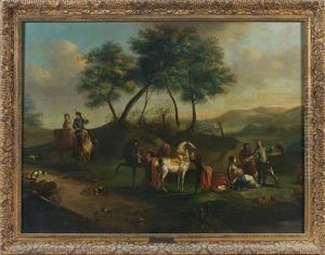 Le Repos Des Chasseurs by Carel van Falens or Valens