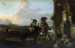 La Halte Des Cavaliers by Carel van Falens or Valens
