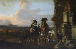 La Halte De Cavaliers by Carel van Falens or Valens