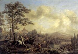 Scene De Chasse A Courre by Carel van Falens or Valens