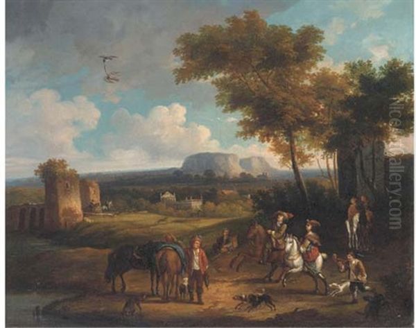 A Broad Landscape With A Hawking Party - view 1