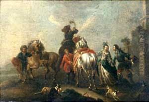 Le Depart Pour La Chasse by Carel van Falens or Valens