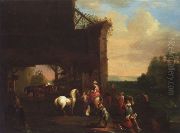 A Travelling Party Changing Horses - view 1