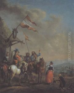 Aufbruch Zur Falkenjagd by Carel van Falens or Valens