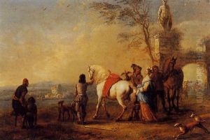 Horsemen Standing Outside A Grotto