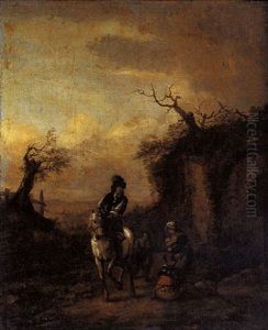 Un Cavalier Demandant Son Chemin A Des Pelerins De Saint Jacques Un Cavalier Demandant Son Chemin A Des Pelerins De Saint Jacques