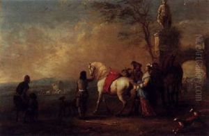 Horsemen Standing Outside A Grotto