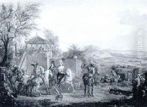 Cavaliers Et Paysans Dans Un Paysage by Carel van Falens or Valens