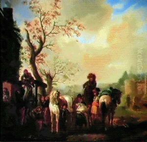 Marechal Ferrand, Chevaux Et Personnage Dans Un Paysage Marechal Ferrand, Chevaux Et Personnage Dans Un Paysage