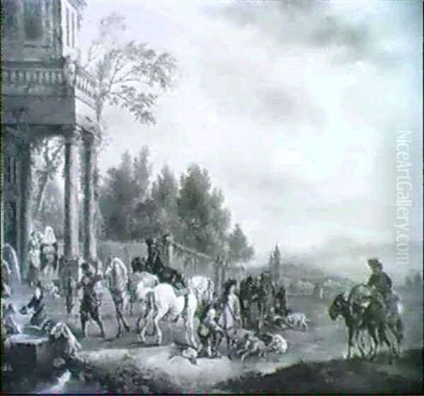 Jagdgesellschaft Vor Dem Schloss - view 1