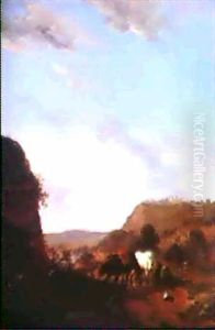 Paesaggio Con Cavalieri In Sosta by Carel van Falens or Valens