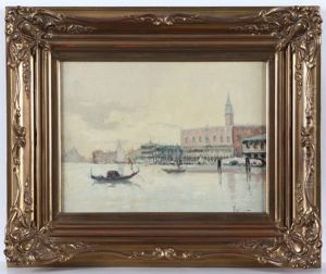 Blick Auf Den Dogenpalast Und Santa Maria Salute Im Nebel by Jean Pierre Victor Falies