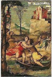 A Mountainous Landscape With Satyrs Pursuing Nymphs by Aspertini Amico