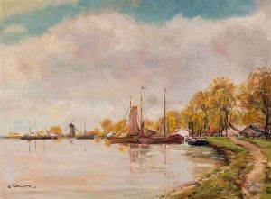 Landlicher Hollandischer Fischerhafen Im Herbst