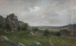 Hilly Landscape With Rocks by Clement Alphonse Antonin Fanart
