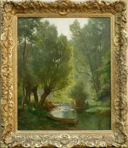 Paysage A La Rivere by Clement Alphonse Antonin Fanart