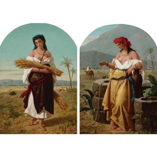 A Young Hay Gatherer (+ A Water Carrier By The Fountain; Pair) - view 1