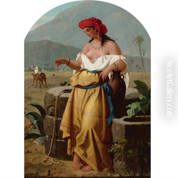 A Young Hay Gatherer And A Water Carrier By The Fountain (pair) - view 1