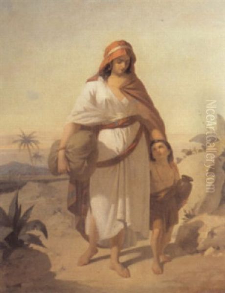 Mother And Son In The Desert - view 1